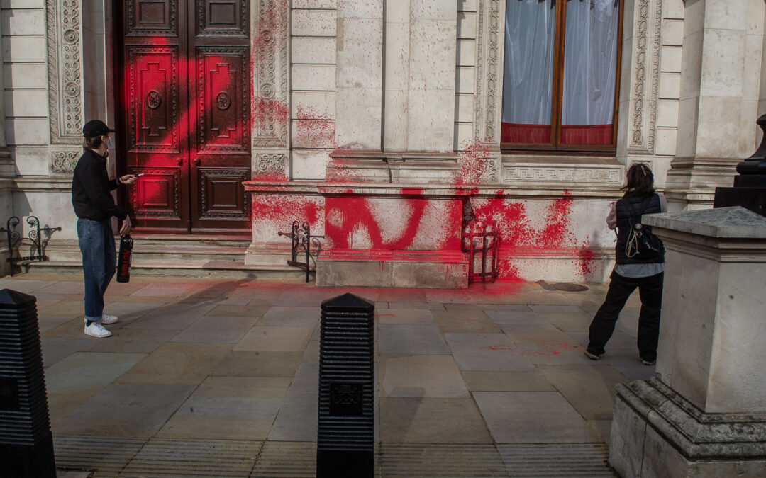 Palestine Action Spray the Foreign Office Red on Nakba Day