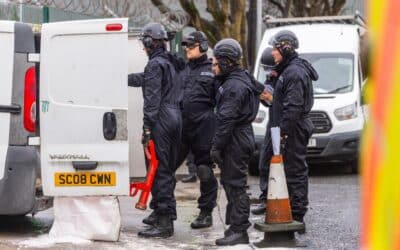 Palestine Action crash into the front of Teledyne’s weapons factory in Shipley